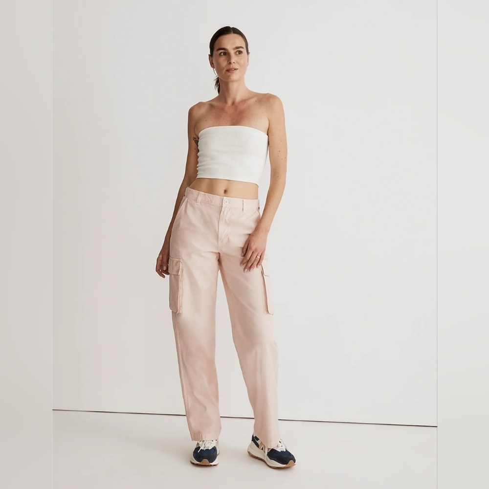 Madewell Garment-Dyed Low-Slung Straight Cargo Pants Faded Petal Size 31 P NEW!